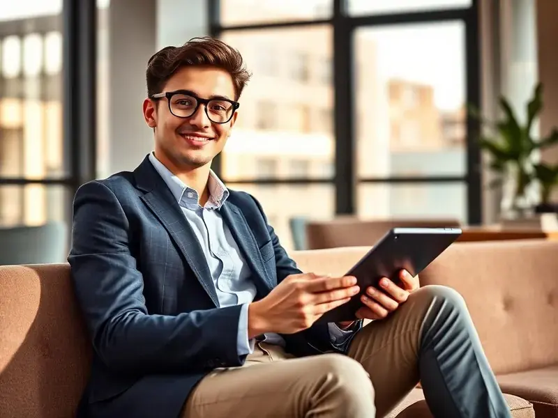 Professional candidate building their profile on a tablet